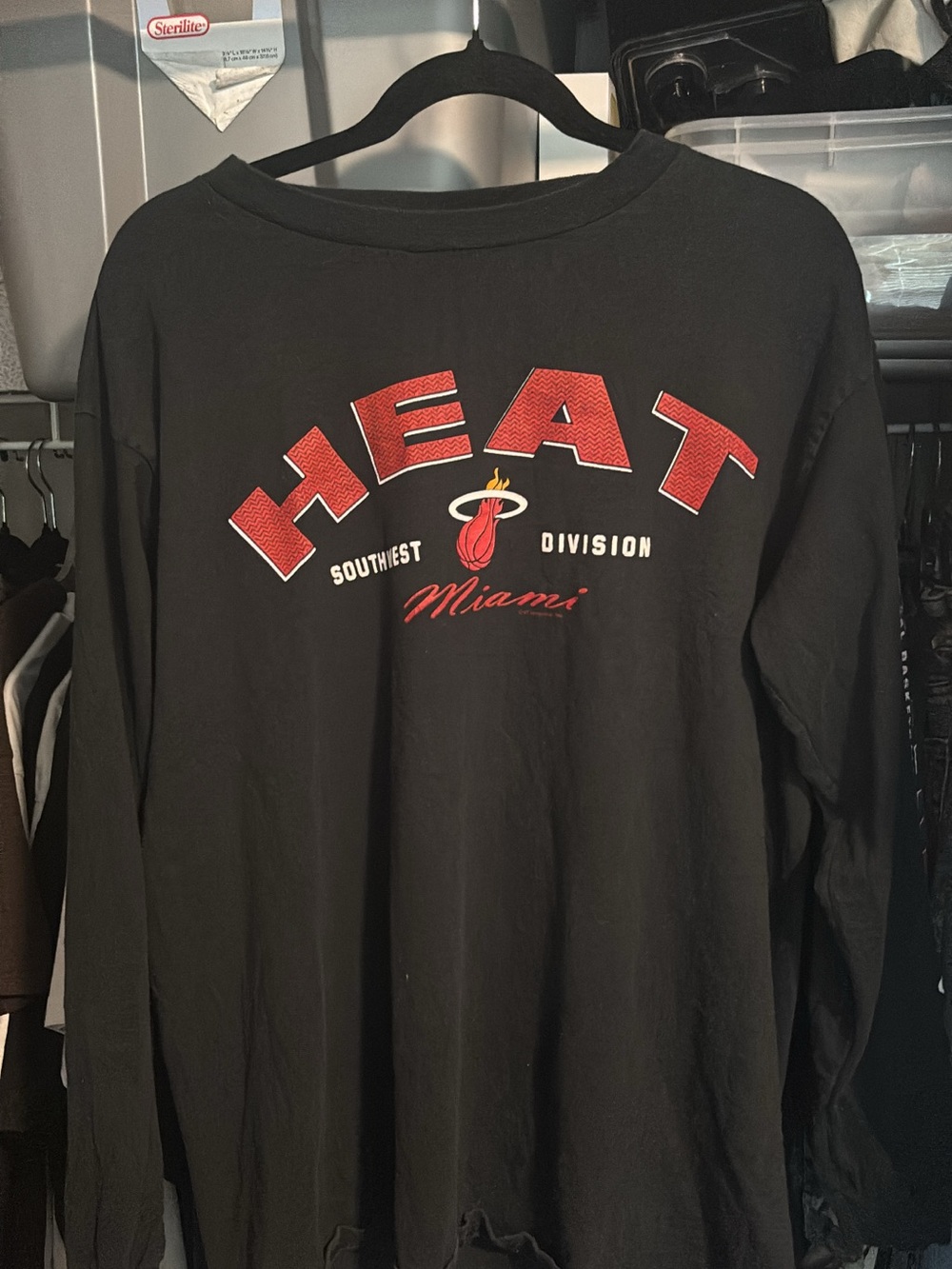 miami Heat Black Long Sleeve Tee with Red Graphics